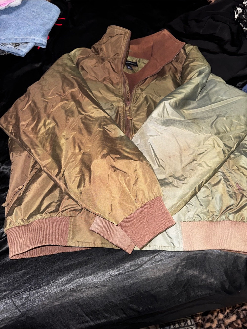 Mens Olive Green Bomber Jacket - Casual Lightweight Coat